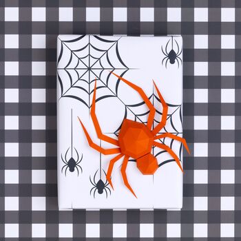 Spider Web, Black And White Halloween Wrapping Paper, 3 of 5