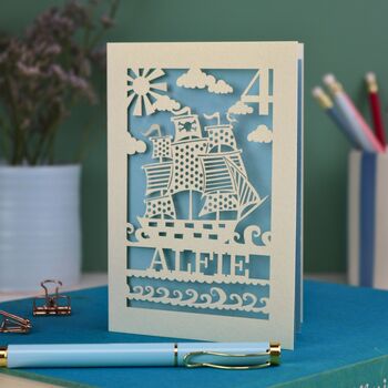 Personalised Papercut Pirate Birthday Card, 3 of 6