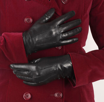 Kate. Women's Silk Lined Button Leather Gloves, 3 of 11