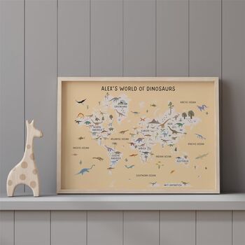 Personalised Dinosaur World Map Print, 3 of 5