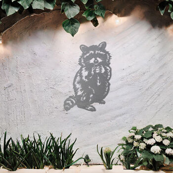 Metal Raccoon Wall Art Outdoor Garden Decor Cute Gift Idea, 7 of 10