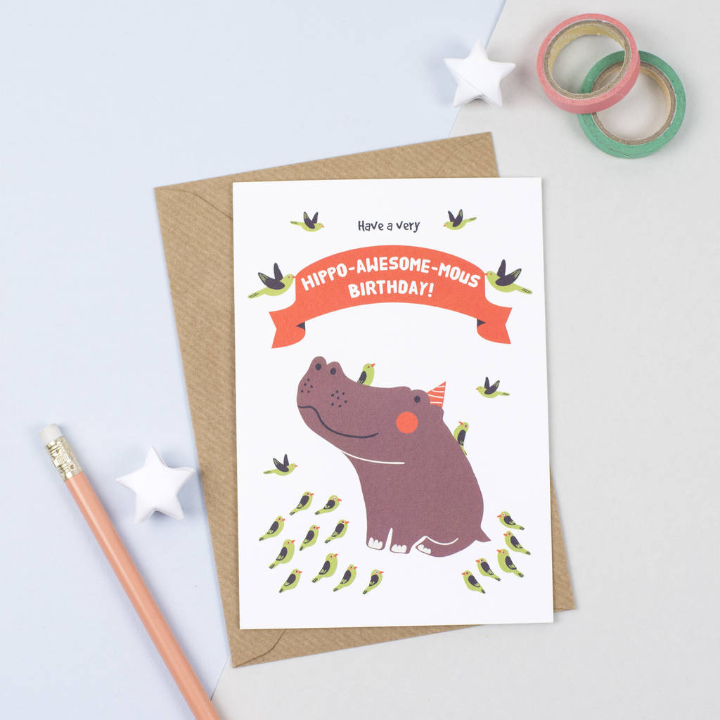 Hippo Birthday Greeting Card, 1 of 2