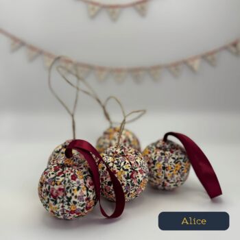 Handmade Fabric Christmas Baubles 6cm, Ribbon Loop, 2 of 12