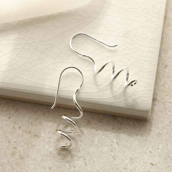 Sterling Silver Bold Coil Drop Earrings, 2 of 11