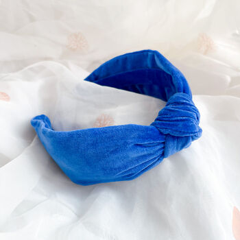 Royal Blue Velvet Knot Headband, 6 of 7