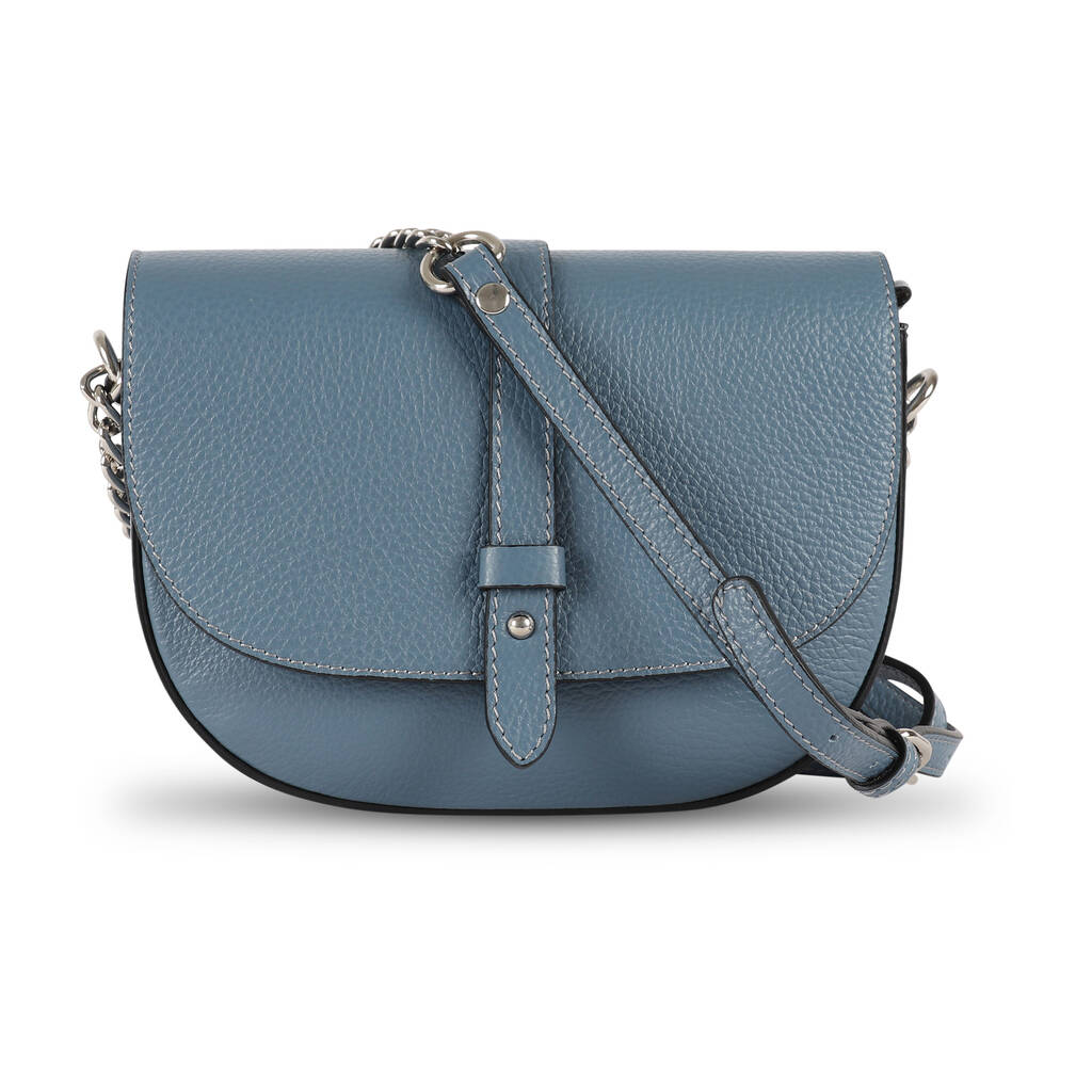 Leather Small Cross Body Saddle Bag, Denim Blue By The Leather Store ...