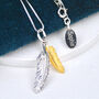 Curved Silver And Gold Double Feather Pendant, thumbnail 5 of 9