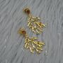 Green Pink Tourmaline Earrings: Gold Plated Sterling Silver, October Birthstone, thumbnail 7 of 9