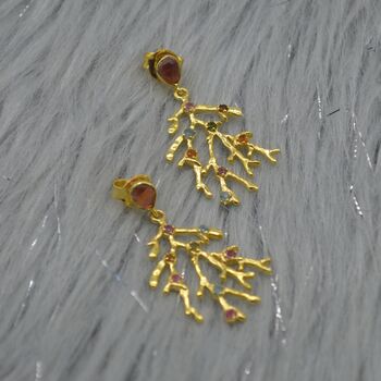 Green Pink Tourmaline Earrings: Gold Plated Sterling Silver, October Birthstone, 7 of 9