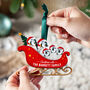 Family Of Penguins Sleigh Wooden Hanging Decoration, thumbnail 1 of 3