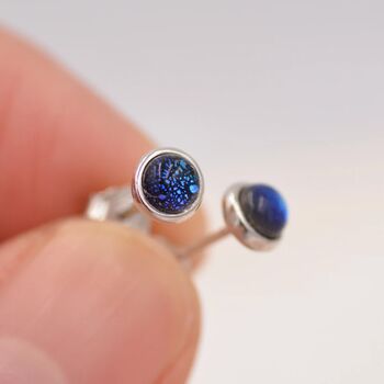 Sterling Silver Dark Blue Crystal Stud Earrings, 2 of 11