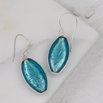 Silver Earrings With Ellipse Of Murano Glass, 4 of 12