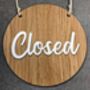 Open Closed Two Side Shop Sign Door Oak Wood Acrylic, thumbnail 10 of 10