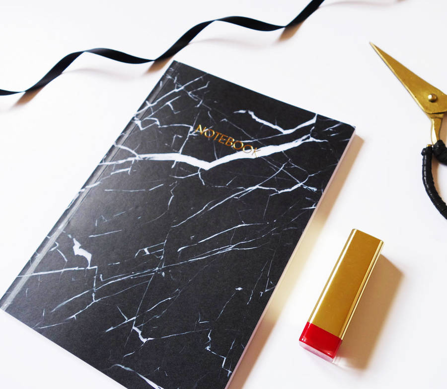 Marble A5 Gold Foil Notebook By CJ Designs