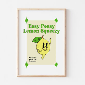 Retro Cartoon Easy Peasy Lemon Squeezy Wall Print, 2 of 3