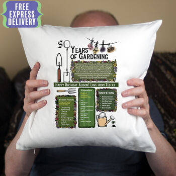 90 Years Of Gardening 90th Birthday Gift Cushion, 4 of 6
