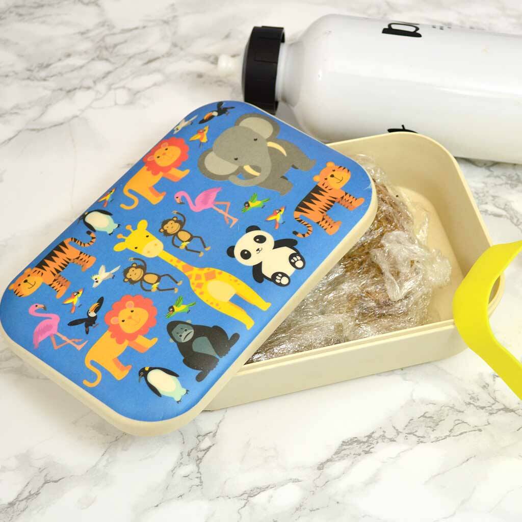 personalised bamboo animal lunch box by