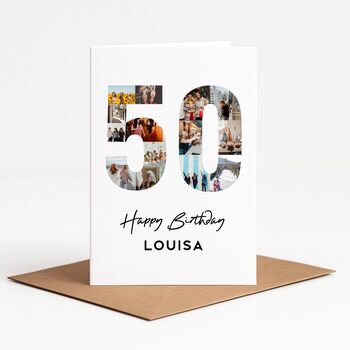 Personalised 50th Birthday Photo Collage Card, 3 of 7