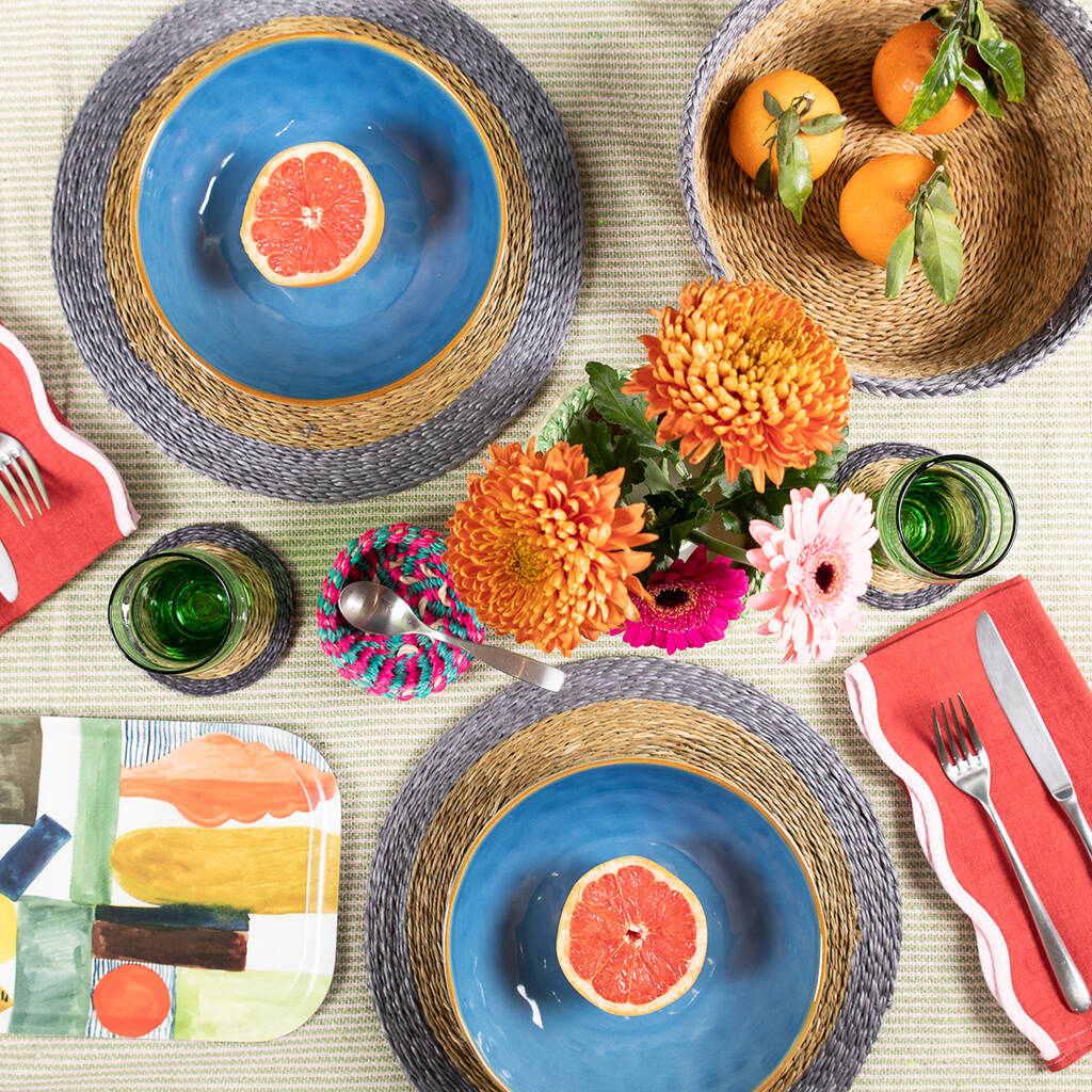 Grey And Natural Woven Coasters Set Of Six By The Basket Room