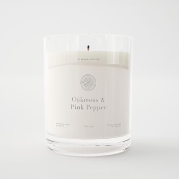 Oakmoss And Pink Pepper Organic Soy Wax Candle, 3 of 3