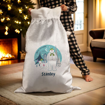 The Snowman And Snowdog Luxury Pom Pom Grey Sack, 3 of 4