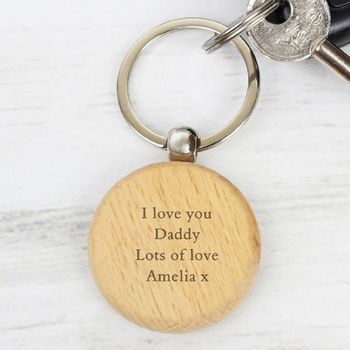Personalised Solid Beech Wood Keyring, 3 of 5