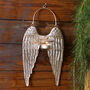 Silver Angel Wings Hanging Metal Tealight Holder, thumbnail 1 of 10