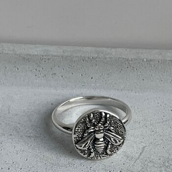 Sterling Silver Bee Coin Ring Ancient Symbolism, 9 of 9