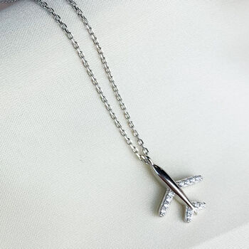 Sterling Silver Plane Pendant Necklace, 3 of 4