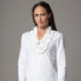 Katiana White Frill Neckline Cotton Jersey Shirt, thumbnail 1 of 4