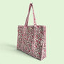 Pink And Green Ditsy Floral Quilted Cotton Tote Bag, thumbnail 4 of 4
