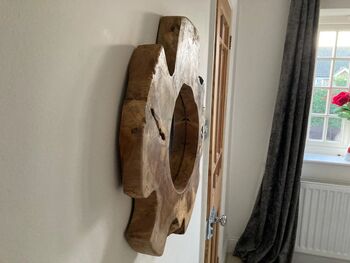 50cm Handcrafted Teak Root Tree Slice Mirror, 9 of 9