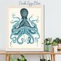 Blue Octopus Print, Nautical Art Print, thumbnail 3 of 8