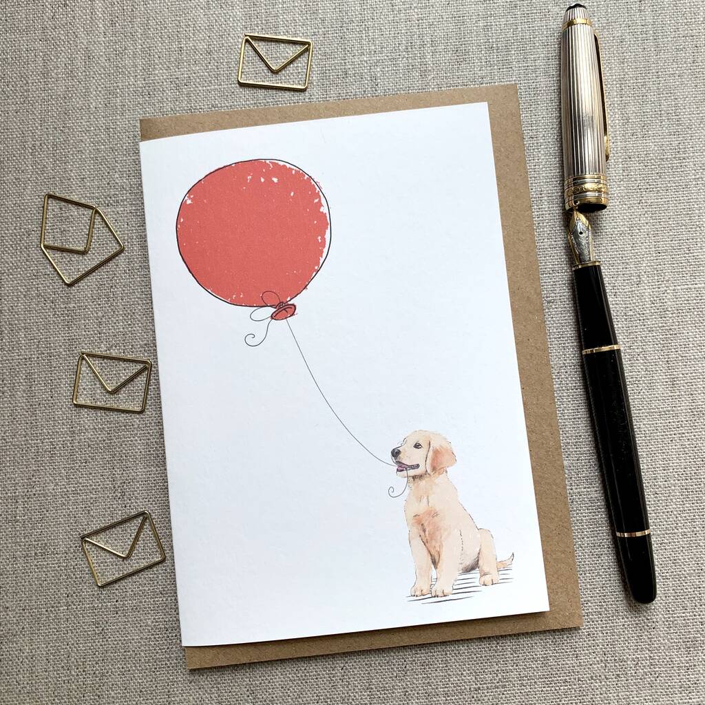Personalised Golden Retriever Puppy Birthday Card, 1 of 6