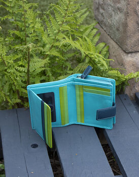 Personalised Mutlicolour Turquoise Small Leather Purse, 8 of 11