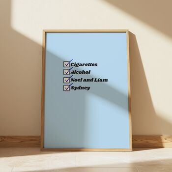 Customisable Worldwide Cigarettes And Alcohol Oasis Print Red / Oasis Live 25 Wall Art / Oasis UK And Dublin Tour Memorabilia / Oasis Print, 4 of 4