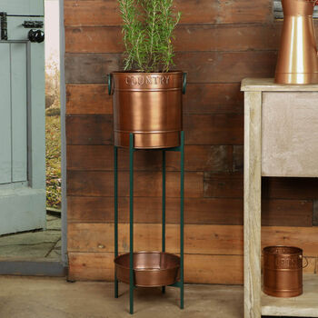 Copper Free Standing Planter Bucket, 3 of 10