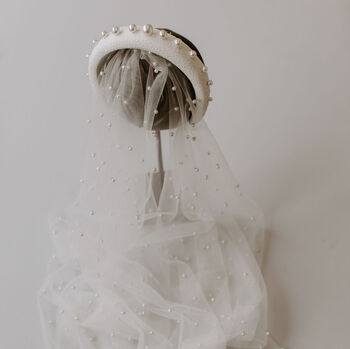 Chunky Pearl Ivory Statement Bridal Headband, 2 of 11