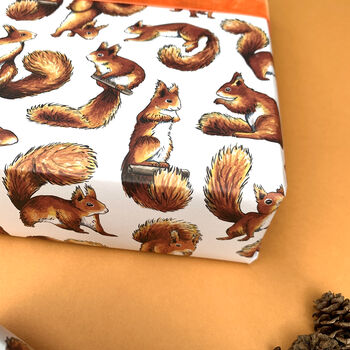 Red Squirrel Watercolour Wrapping Paper, 2 of 12