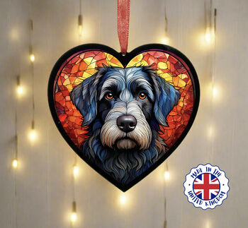 Schnauzer Stained Glass Effect Heart Suncatcher, 4 of 5