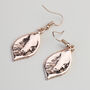 Rose Gold Colour Leaf Dangle Earrings, thumbnail 3 of 3