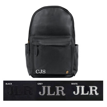 Personalised Black Leather Backpack With Side Pockets, 7 of 9