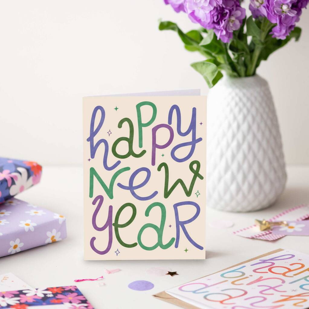 Happy New Year Typography Card, 1 of 2