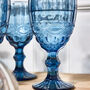 Set Of Four Sapphire Blue Glass Wine Goblets, thumbnail 3 of 5