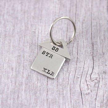 Personalised New Home Housewarming Gift Pewter Keyring, 7 of 12