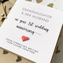 1st Anniversary Card For Granddaughter And Her Husband, thumbnail 2 of 5