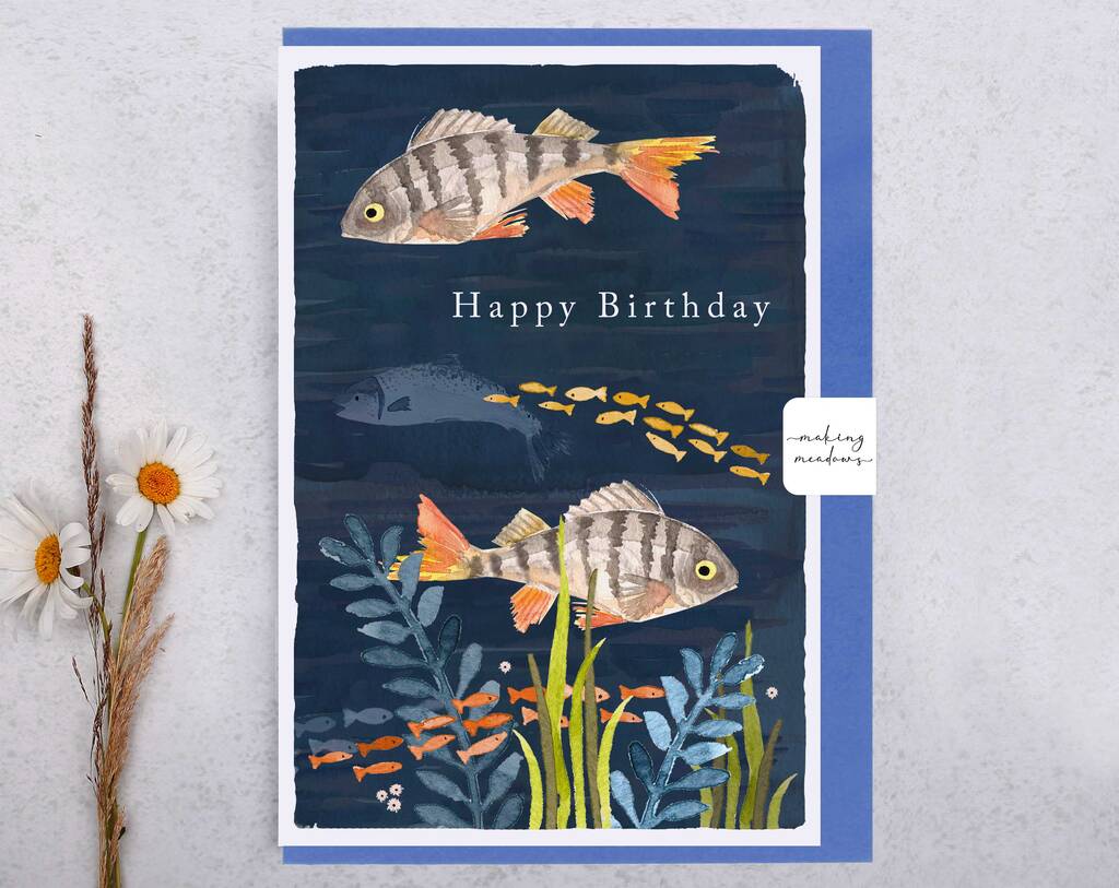 Fish And Reeds Happy Birthday Card