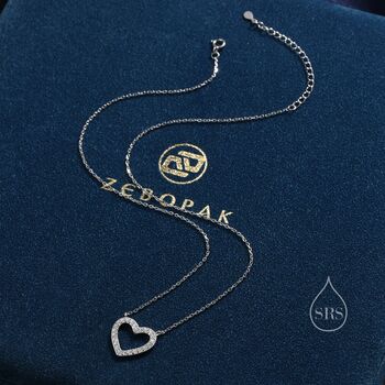 Open Heart Cz Necklace In Sterling Silver, 7 of 11