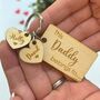 Personalised Wooden Parent Child Valentine Tag Keyring, thumbnail 1 of 4