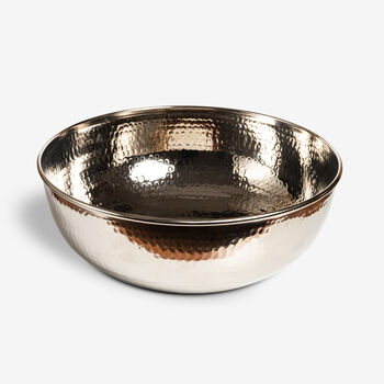 Hammered Copper Foot Soak Bowl With Silver Finish, 350 Mm Diameter, 3 of 4